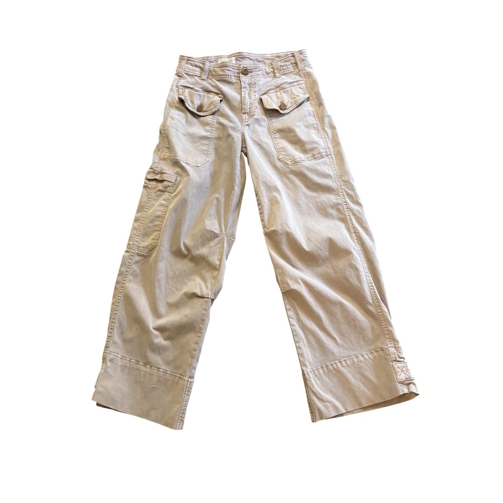 Pilcro and the Letterpress Women Tan Khaki Cargo Pants 28 Button Cuff Streetwear